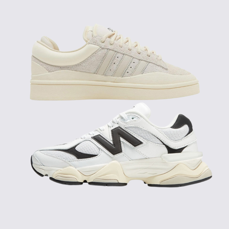 Adds Bad Bunny Bege e NB 9060 Branco e Preto (1 GRÁTIS)