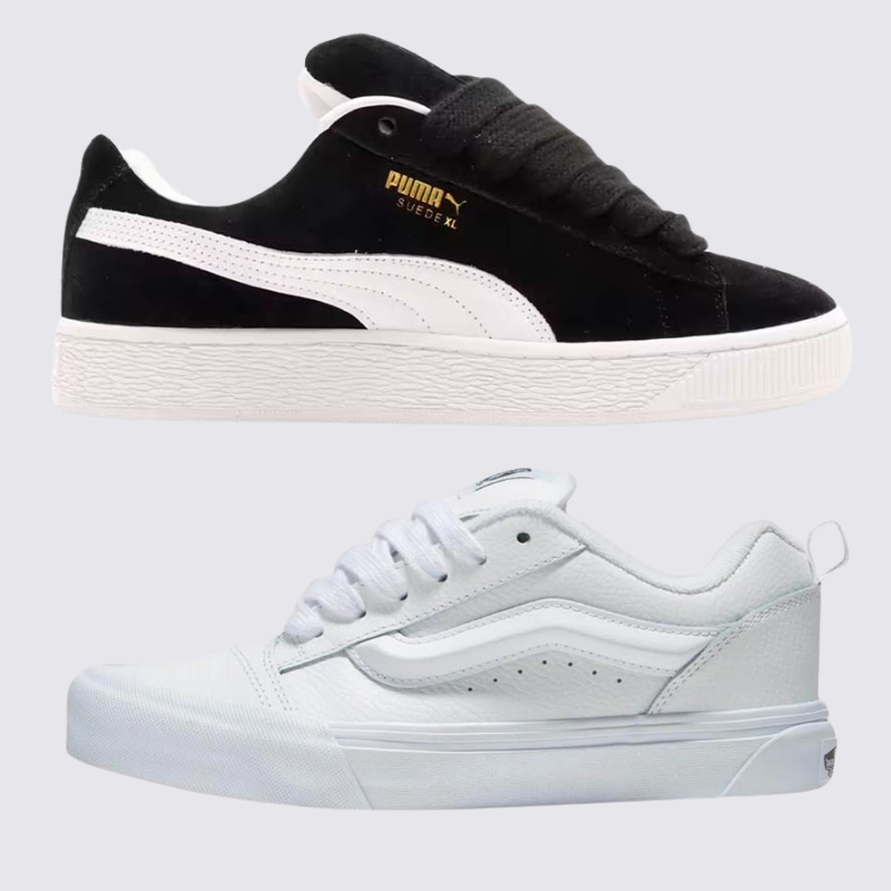 Adidas PM Suede XL Schwarz und Adidas VNS Knu Weiß (1 GRÁTIS).