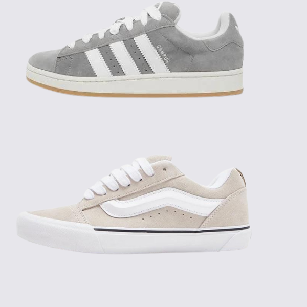 Adidas Campus in Grau und VNS Knu in Beige hinzufügen (1 GRATIS