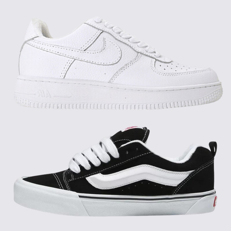 Air Force 1 Weiß und VNS Knu Schwarz/Weiß (1 GRATIS)