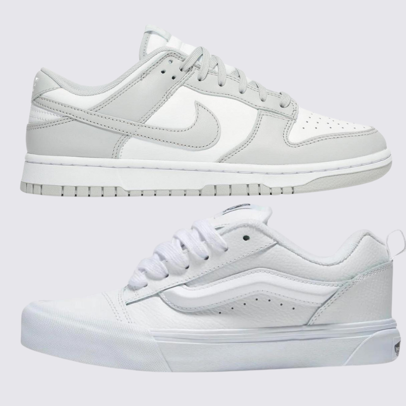 Dunk Low Grey Fog und VNS Knu Weiß (1 GRATIS)