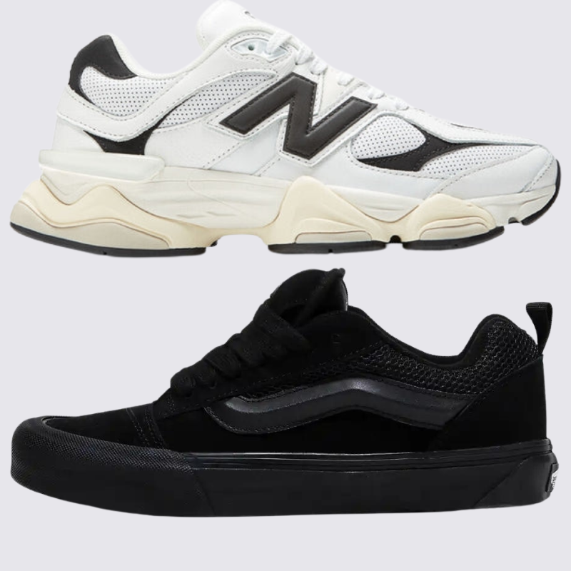 NB 9060 in Weiß/Schwarz und VNS Knu All Black (1 GRATIS).